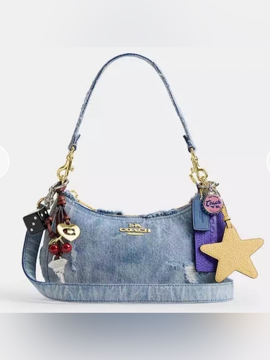 Coach Handbags - Coach Loved Denim Teri Shoulder Bag with Charm Accents